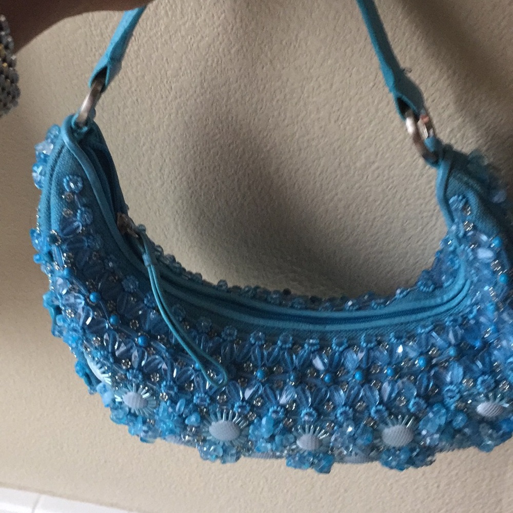 Turquoise beaded bag, new